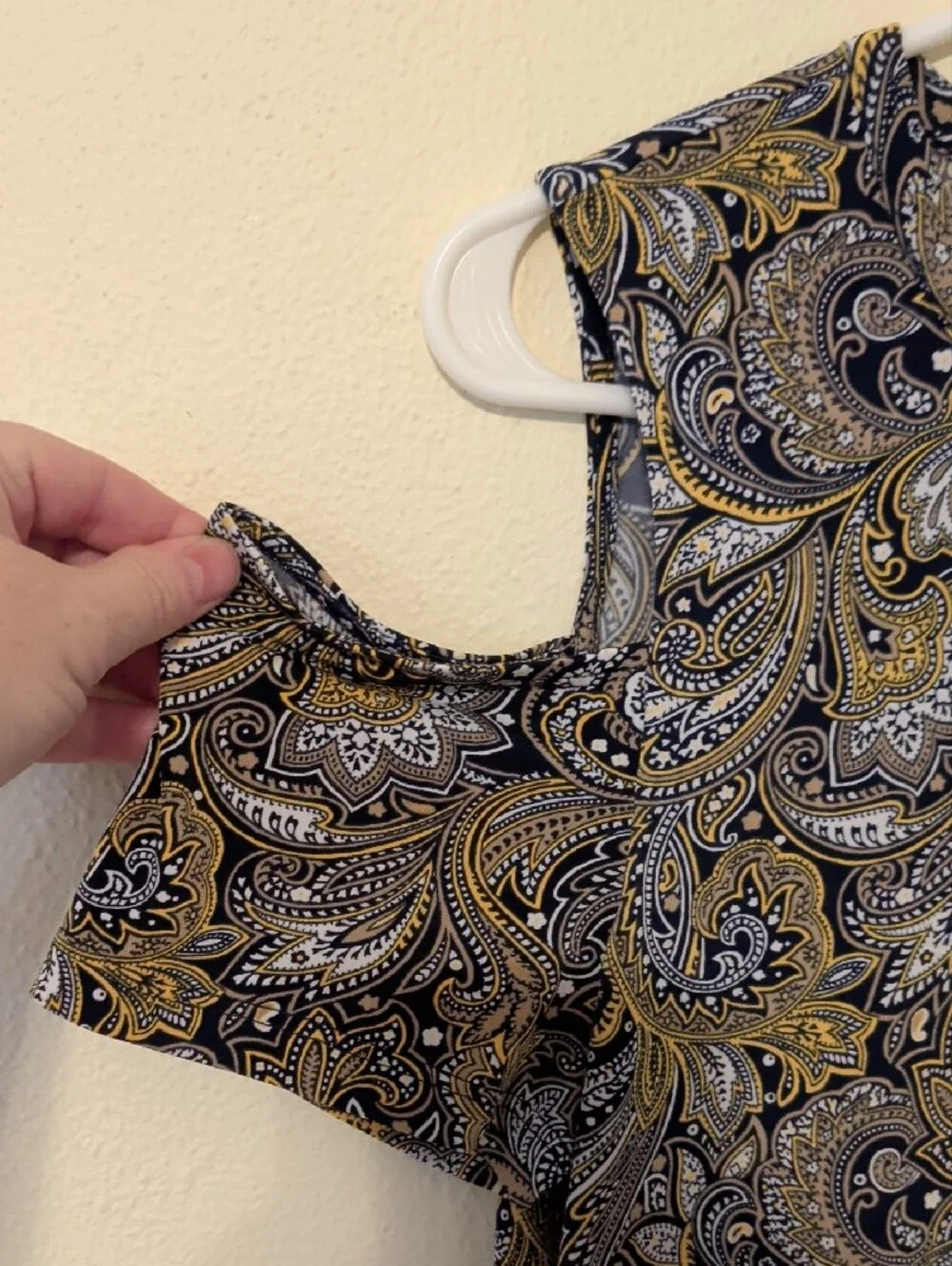 Michael Kors Black and Gold Paisley Cold-Shoulder Midi Dress
